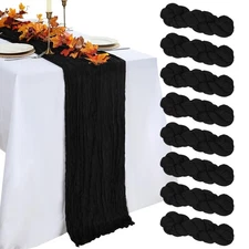 8 Pack Black Cheesecloth Table Runner 10ft Boho Gauze Fabric 120 Inch Cheese ...