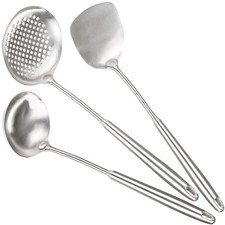 Berglander Wok Spatula Set, Stainless Steel Kitchen Cooking Sliver, Sliver