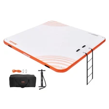 Inflatable Floating Dock, 7 x 7FT Inflatable Dock Platform, Non-Slip Water Floa