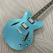 Semi-Hollow Electric Guitar DG335 Baby Blue maple body Chrome parts US stock