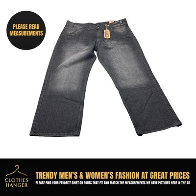 NWT Rocawear Men's Classic Fit Weyland Jeans 52x34 Black Denim Whiskers 8185
