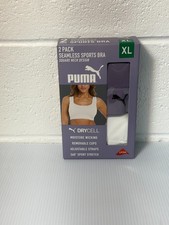 Puma Women's 2-Pack Seamless Sports Bra Set Square Neck Size XL - Purple/White