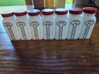 Vintage Griffiths Milk Glass Spice Jars Set Of 7 With Labels Art Deco Style Read
