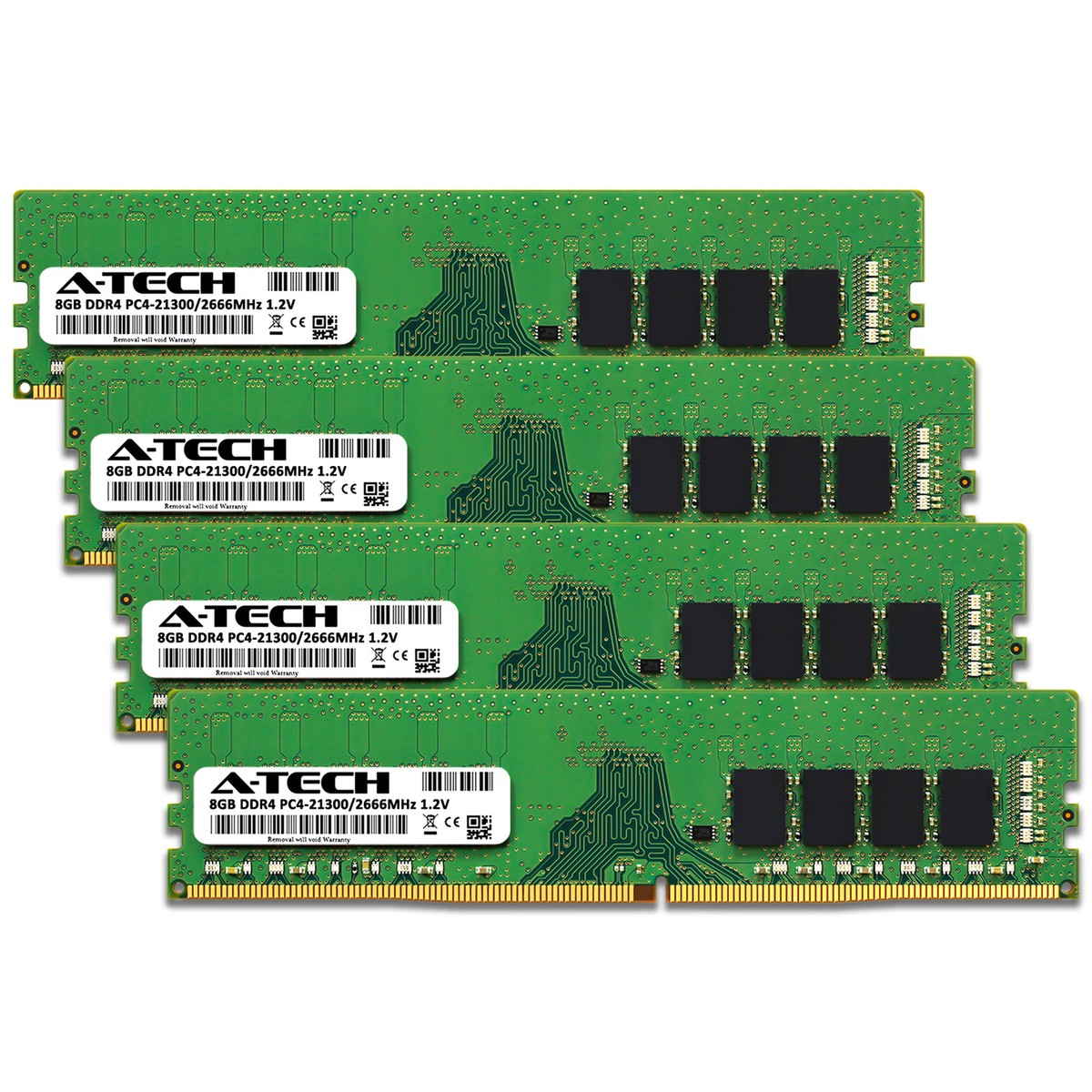 A-Tech 32GB 4x 8GB DDR4 2666 PC4-21300 Desktop 288-Pin DIMM Memory