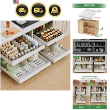 4 Pack Expandable Pull Out Cabinet Organizer, 21'' Deep Pull Out Drawers for ...