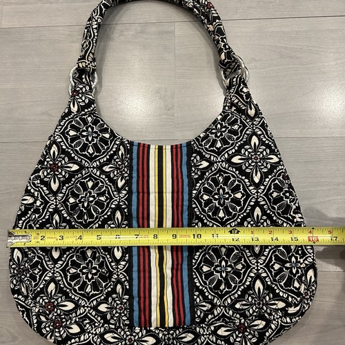 Vera Bradley Barcelona Large Satchel Bag Shoulder Purse Handbag Floral Stripe - Picture 7 of 10