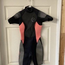 Seavenger Girl's Youth Color Block Wetsuit Shorts/Short Sleeves Full Zip SZ 5