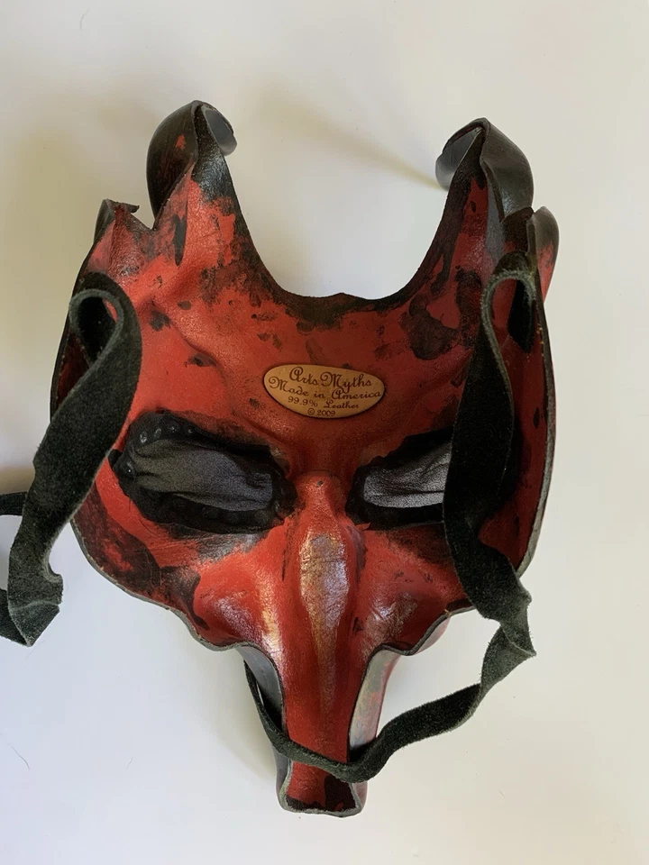 Leather Devil Horns Masquerade Mask Arts Myth Plague Nose Mask - Image 3 of 4