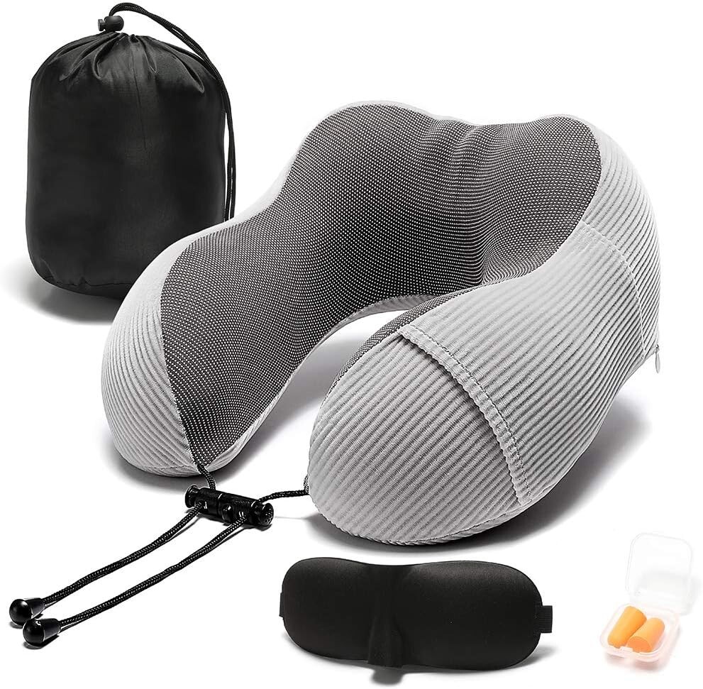 Travel Pillow, Memory Foam Neck Pillow with 360-Degree Head Support Comfortable-image