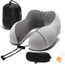 Travel Pillow, Memory Foam Neck Pillow with 360-Degree Head Support Comfortable