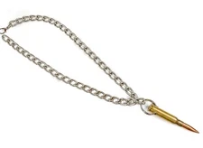 Bullet Pendant Steel Linked Chain Diamond Cut Thick 20"  Long .223 Caliber 2.25"