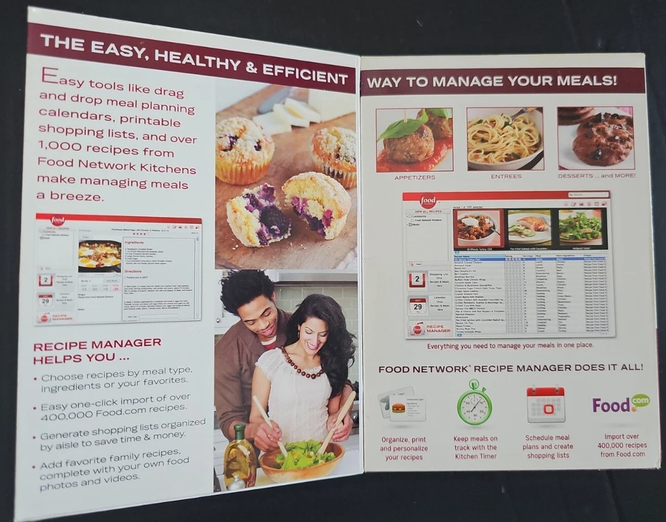 Food Network Recipe Manager w/ Manual PC MAC CD plan meals tutorial calendar  - Image 3 of 3