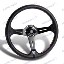 New 350mm Nardinew Style Leather Black With Red Stitching Steering Wheel New 350mm Nardinew Style Leather Black With Red Stitching Steering Wheel