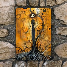 Creepy Witch Aluminum Wall Sign - 8x12 Inches Halloween Decor, Decorative Signs
