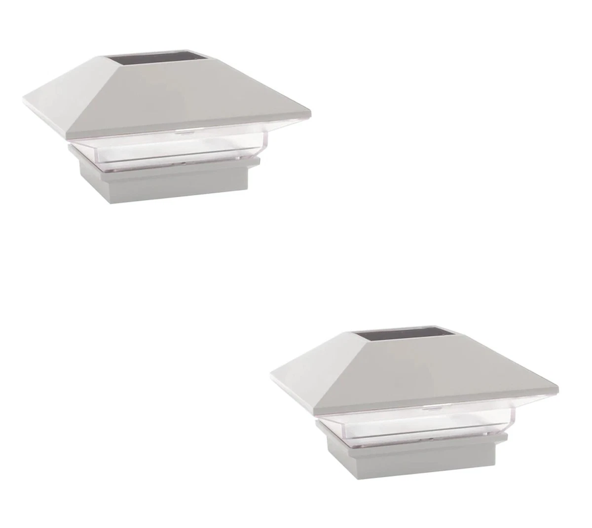 2 Pack Deckorators Solar Light 3 x 3 in White Pyramid Post Cap for 2.5