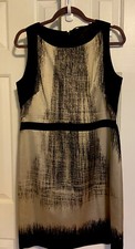 Elie Tahari Belted Silk Black and Silver Dress 14