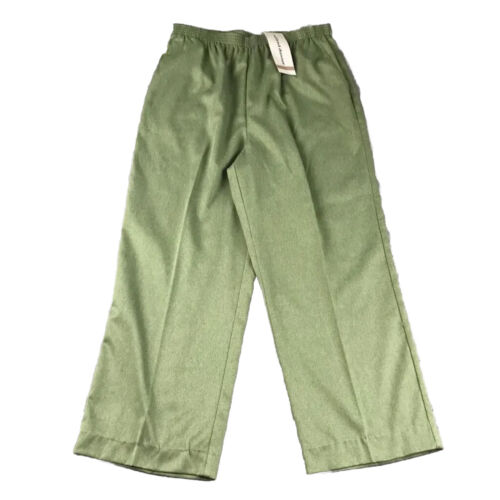 Alfred Dunner Pants Womens 12 Green Elastic Waist Pocket Lightweight Pull On NWT - Picture 1 of 12