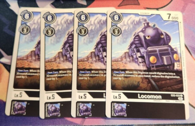 x4 Playset Digimon LOCOMON EX2-033 Black Common Digital Hazard TCG