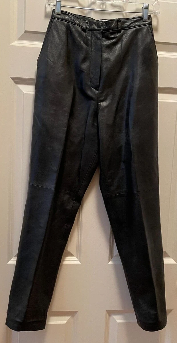 Women s Black Leather Pants lined Petites Size XS 4 Lord Taylor