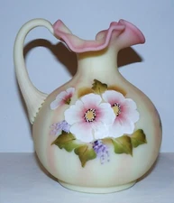 FENTON ART GLASS BURMESE PINK PITCHER HONORING BILL FENTON 56 YEARS B PEZZON