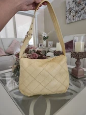 Stone Mountain Women's Shoulder Bag Handbag Leather Quilted Design Yellow