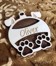 Dog Paw Prints Custom Wooden Ornaments - Personalized