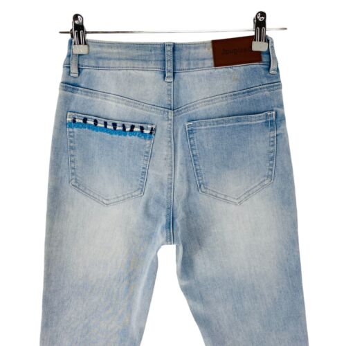 DESIGUAL Women Blue Slim Fit Ankle Zip Jeans Size W24 UK 6 IT 38 - Picture 4 of 15