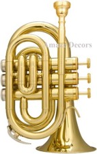 Pocket Trumpet Brass Bb Gold Lacquer Mini Trumpet with Mouthpiece
