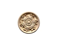Solid Hardwood carved Round Rosette / Applique 