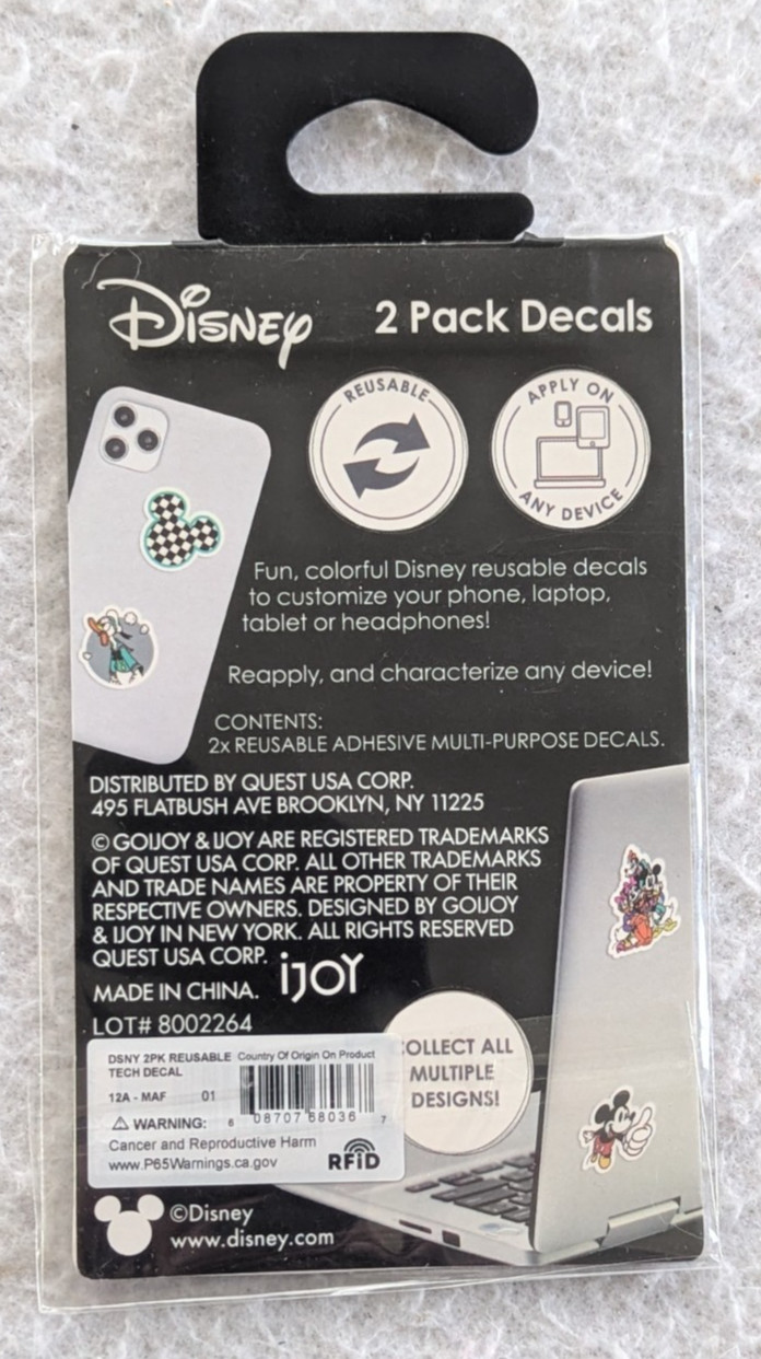 Disney Reusable Decal Stickers for Laptop - Phone - Tablet - Headphones