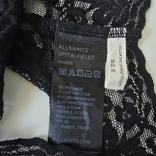 IMPRESIONANTE CONJUNTO SUJETADOR BRALET TANGA MUJER ALL SAINTS REGALIA ENCAJE NEGRO 12 M VINTAGE - Imagen 22 de 23