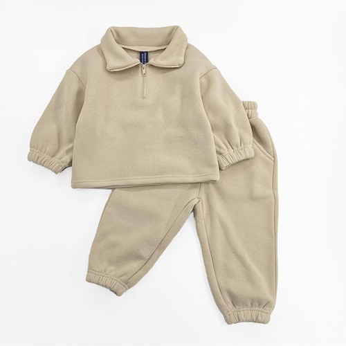 Baby Boys Girls Long Sleeve Lapel Zipper Tops Coat with Pants 2pcs Outfits