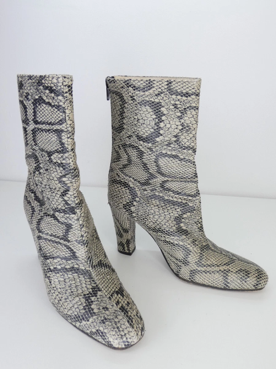 Pied A Terre Boots Python Snakeskin Leather Mid Calf Retro 70s