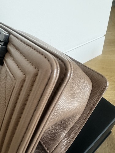Chanel SALE❣️❣️Small Boy Chevron Dark Beige Caviar Bag Ruthenium Hardware New! - Picture 6 of 13