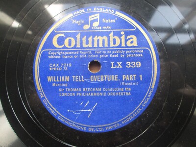 London Philharmonic Orchestra William Tell Overture 2 x 12'' 78RPM Shellac LX 339