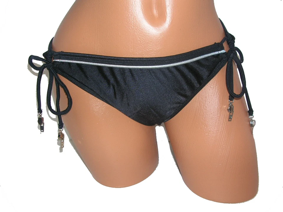 Split NUEVO Negro Mujer Juniors L Grande 10 12 Traje de Baño Bikini Parte Inferior $48 4021 Foto 2 de 3