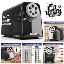 Fast Sharpening Electric Pencil Sharpener - 6 Holes for Jumbo & Colored Pencils