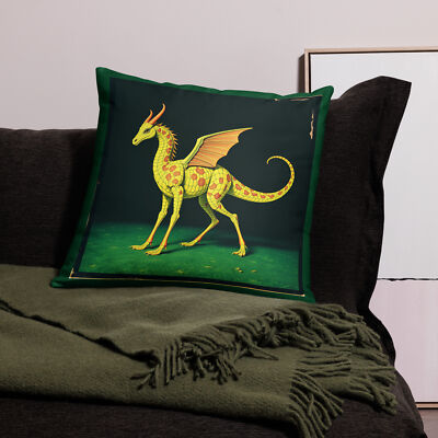 Cute Medieval Dragon Pillow Mythical Creature Fairytale Art Renfaire Beast