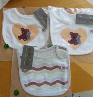 Organic Cotton 3-Pack Baby  Bibs  Bunny - One Size Fits All