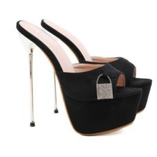 Women's Slides Stilettos Sandals Platform Mules High Heels Peep Toe Slippers D