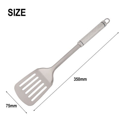 Non Slip Handle Parts Camping Camping Cooking Spatula Silver Slotted Turner - Picture 6 of 12