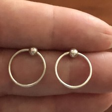 Beautiful Simple Hoop With Ball Post Earring 10mm Diameter, sterling silver