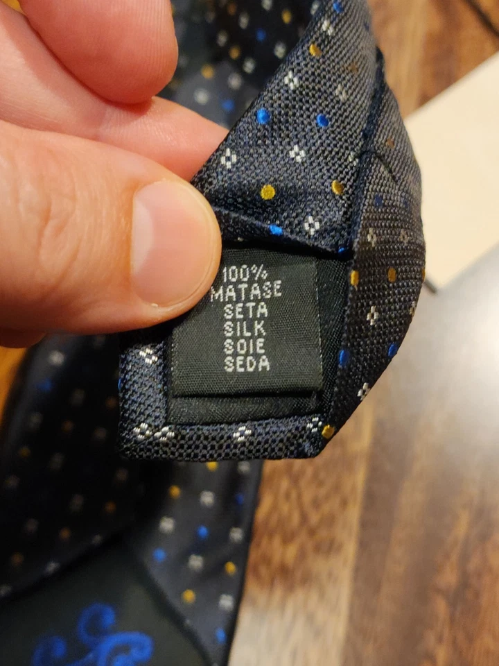 Corbata de seda ajustada azul Y&G para hombre nueva con etiquetas Foto 4 de 4