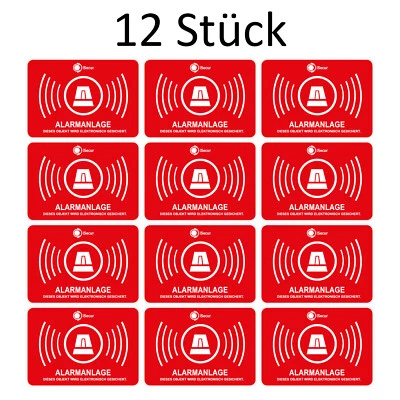 EASYDRUCK24DE 12 Alarmgesichert Aufkleber I 5x3 cm außenklebend UV + wetterfest I hin_047