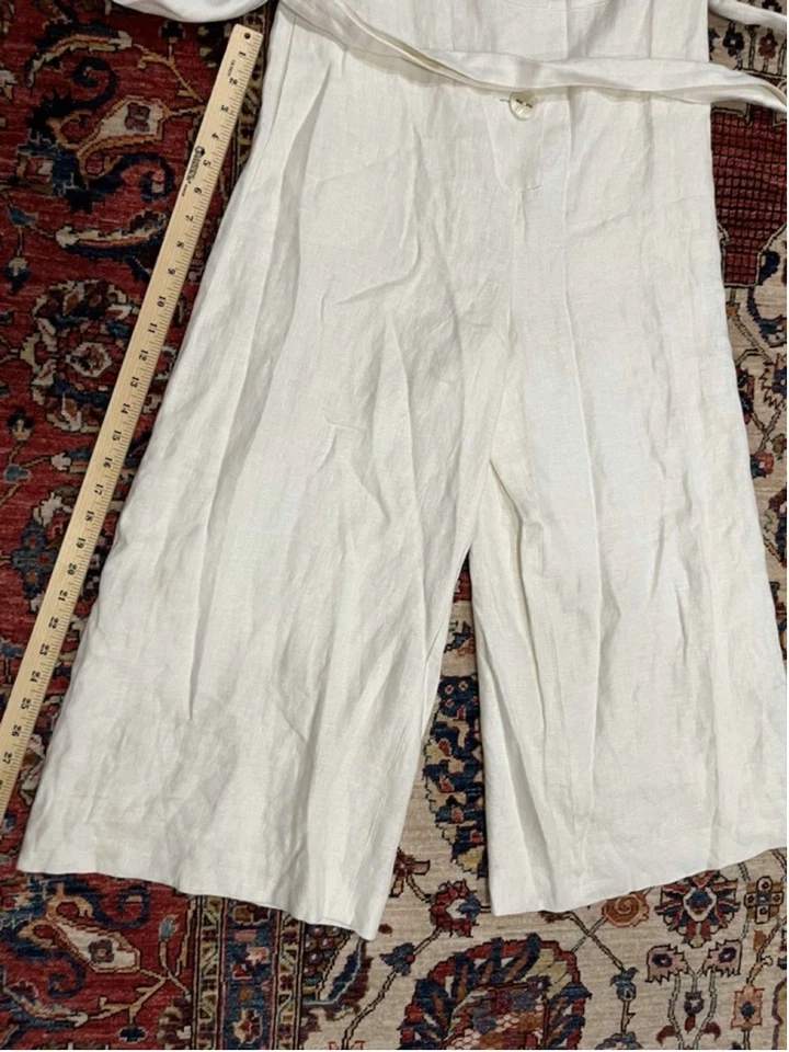 Mono para mujer ALEXIS — Evy de lino blanco con cinturón Foto 2 de 4