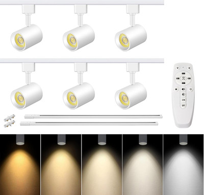 Dimmable 6-Light LED Track Lighting Kit with Remote Control & Adjustable Color