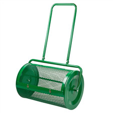 KCT ROLLING COMPOST SPREADER GARDEN LAWN PEAT MOSS TOP SOIL FERTILISER 76L