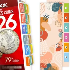 48 Color-Coded Book Tabs for Guide Book of US Coins 2026, Official Red Book
