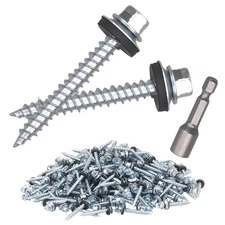 Metal Roofing Screws 300PCS10x1-1/2inch, Hex Head Sheet Metal Roof Screw with...