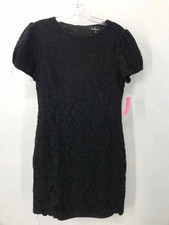 Pre-Owned Lulus Black Size Medium Floral Lace Knee Length Short Sleeve Dress